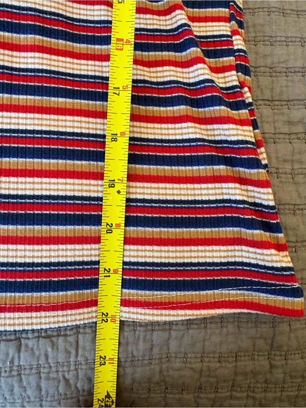 Y2K style Red Multi-Striped Ribbed Tee with Heart Cutout - Picture 5 of 5
